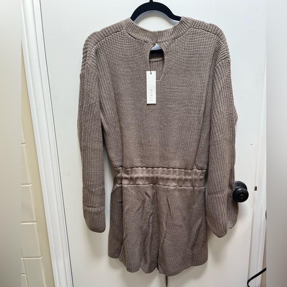 Elegant Knit Romper in Taupe M